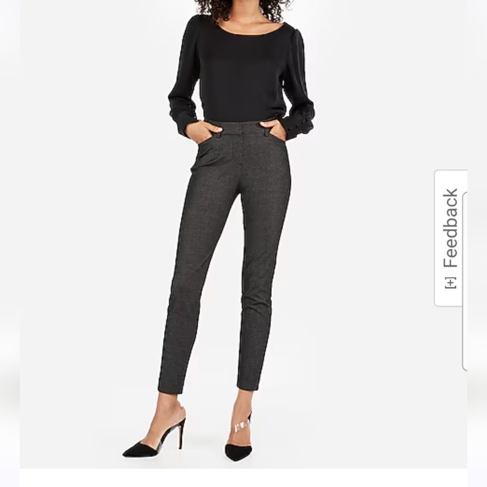 Express Mid Rise Extreme Stretch Skinny Pant Petite Business Casual Office Grey